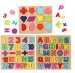 Chocozone Wooden Learning Educational Game Board for Kids, Puzzle Toys for 2 Years Old Boys & Girls (Alphabets, Numbers & Shapes) - Image 2